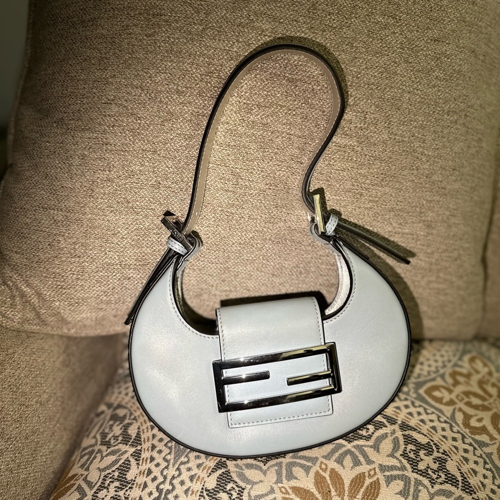 Fendi Gray Shoulder Bag with Silver Accent